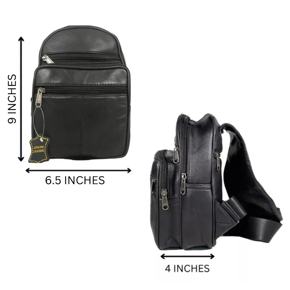 Men's Sling Backpack Genuine Leather Chest bag Crossbody Bag Shoulder Bag